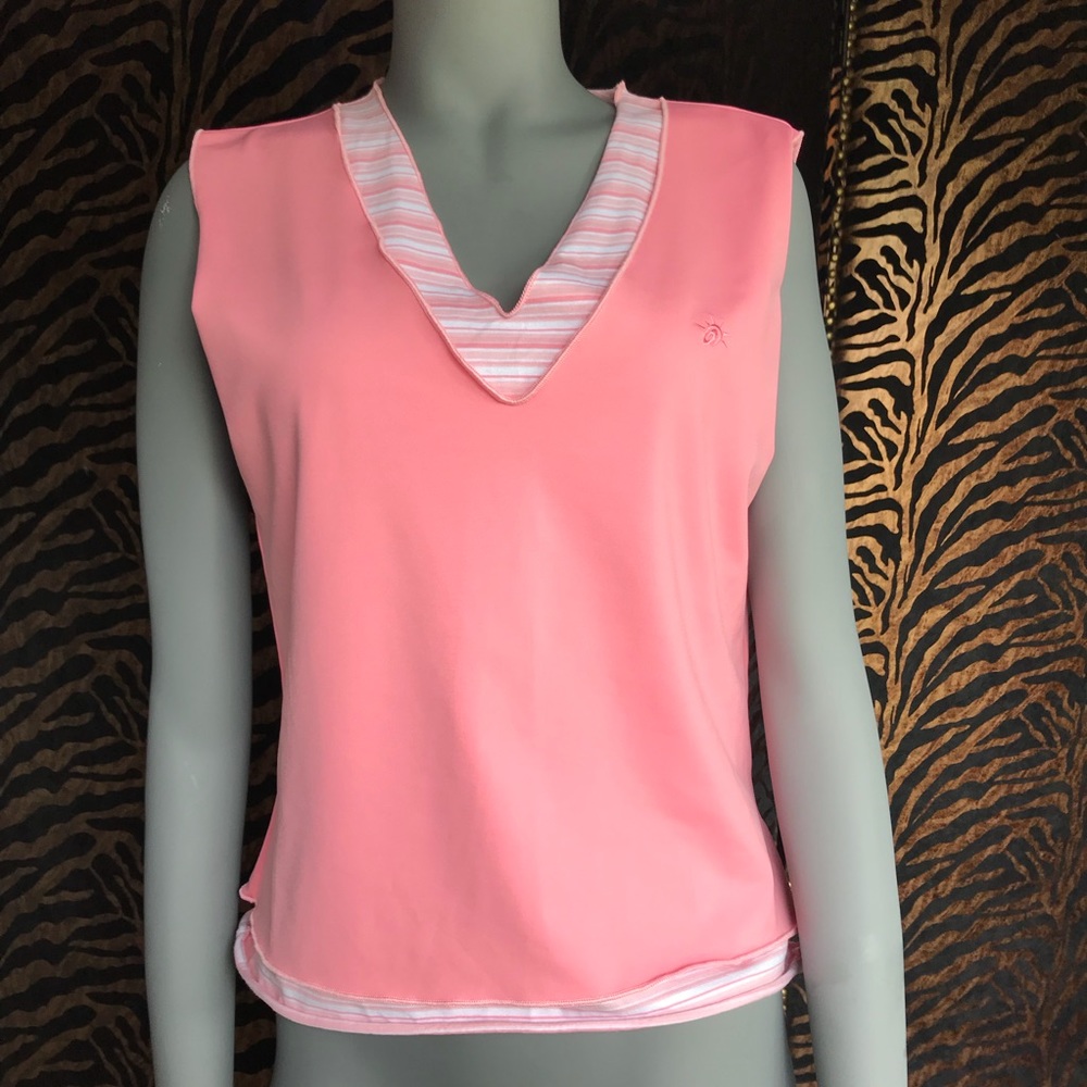 💗 Exercise top peach and white💗